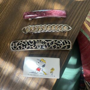 Lot of 4 Vintage Barrettes Metal Snoopy 90s DC